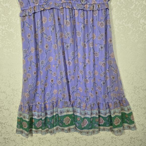 LC Lauren Conrad Flutter Sleeve Faux Wrap Bodice Dress 1X Purple Green Floral - Picture 5 of 16